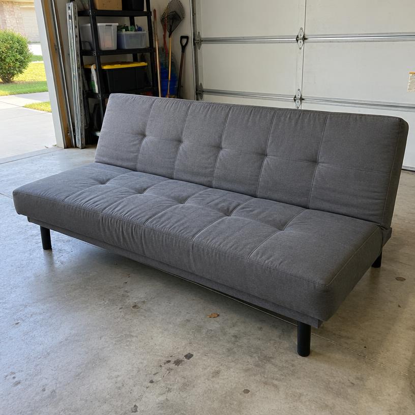 Sofá-cama futon cinzento